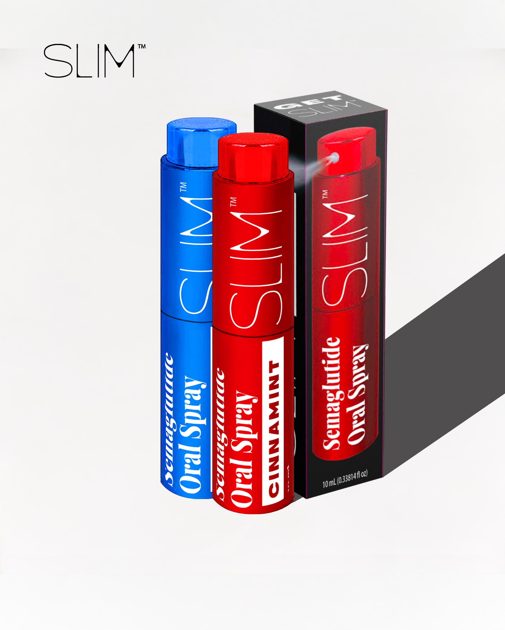 SLIM spray containers in multiple flavors